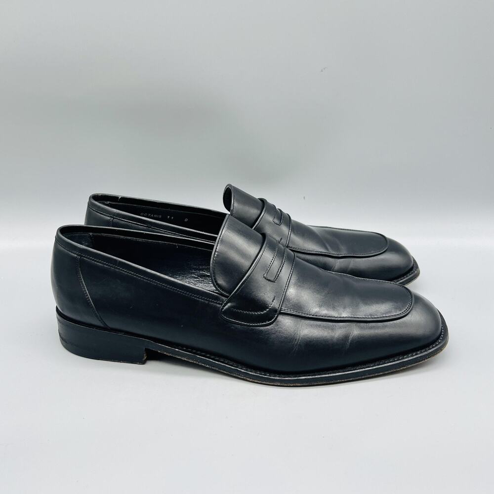 Bally Shoes Mens 11 Black Leather Octanis Penny Loafers Slip On Dress Oxford